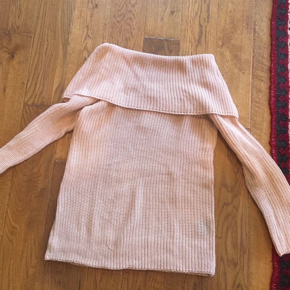 Off the shoulder peach sweater